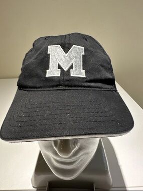 Black Baseball Cap with White 'M' Patch - Men's Hat